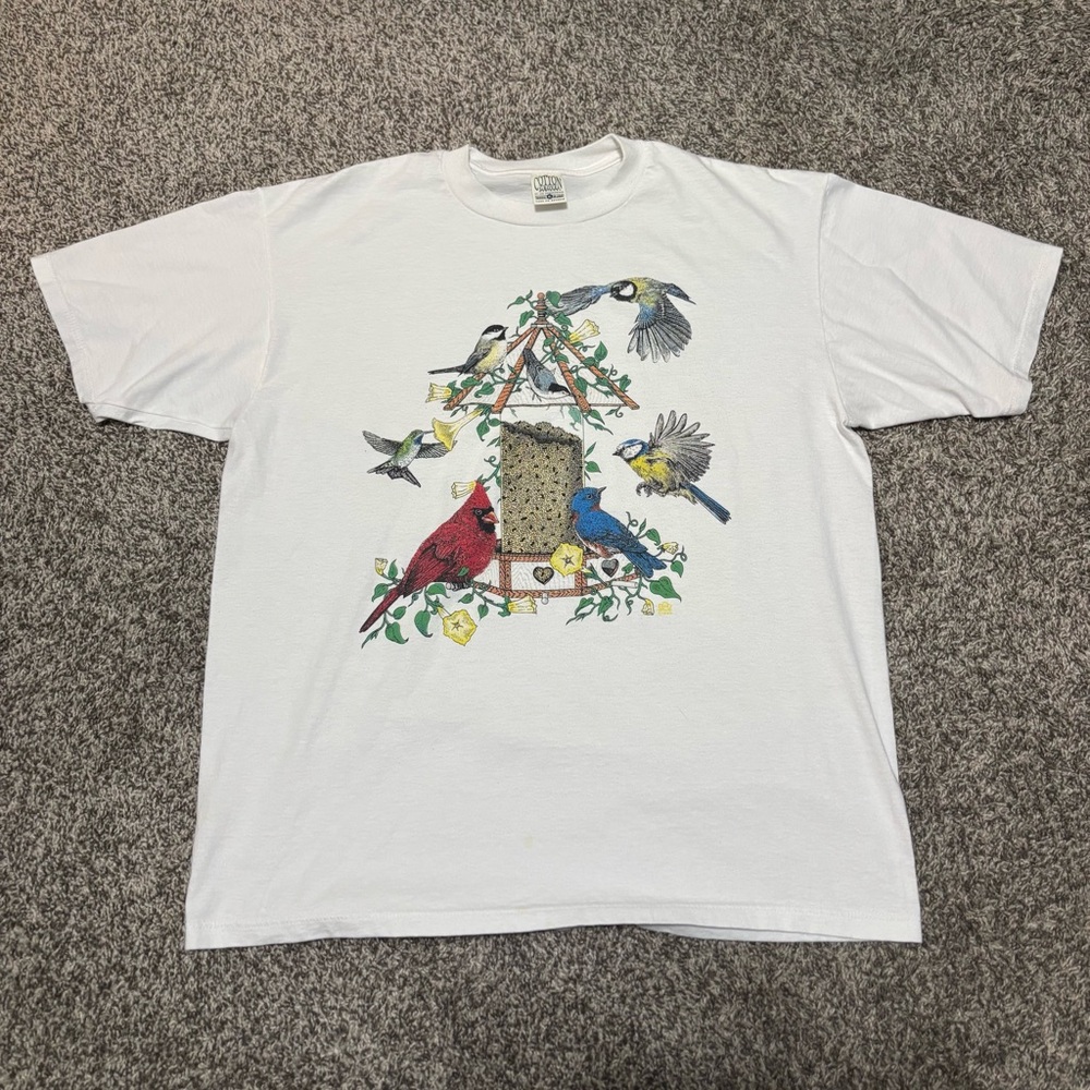 Vintage Cotton Grove Hummingbird Shirt Men’s XL Made In USA 90s Y2K White